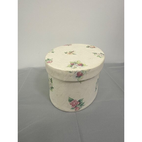 Decorative Floral Oval Jewelry Storage Trinket Vanity Box Storage Container - Picture 3 of 9